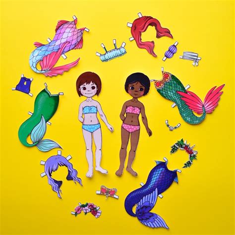 Mermaid Paper Dolls with Printable Templates | Adventure in a Box