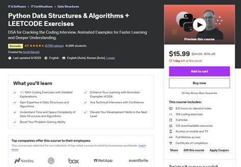 Python Data Structures & Algorithms + LEETCODE Exercises