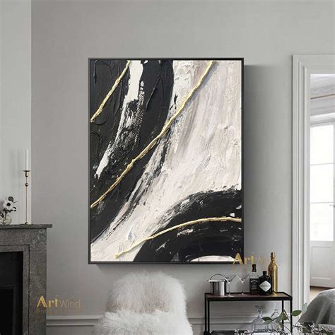 Large Minimalist Abstract Art Black Acrylic Paining Modern | Etsy