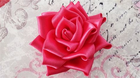 DIY Satin ribbon rose, satin ribbon flower tutorial,how to,kanzashi ...