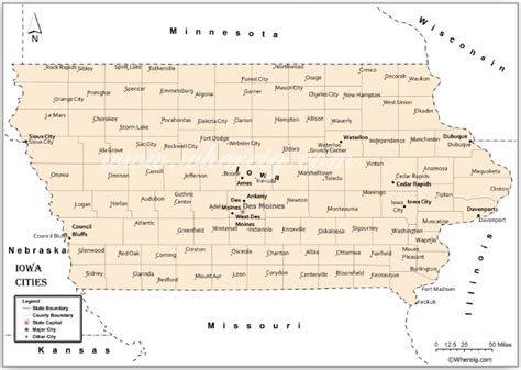 Map of Iowa Cities, List of Cities in Iowa by Population - Whereig.com