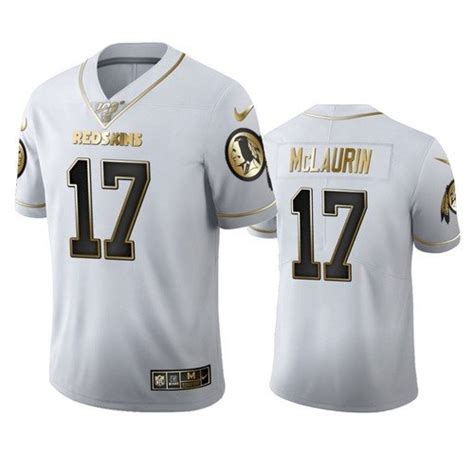 Redskins Terry McLaurin All-White Golden Edition 100th Season Jersey ...