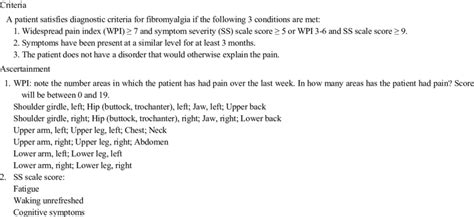 2010 American College of Rheumatology diagnostic criteria | Download Table