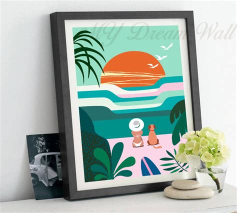 Beach Decor Beach Print Beach Poster Sunset Art Beach Art - Etsy