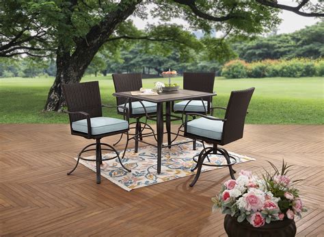 Better Homes and Gardens Piper Ridge Outdoor Patio Dining Set 5 Piece High Top - Walmart.com