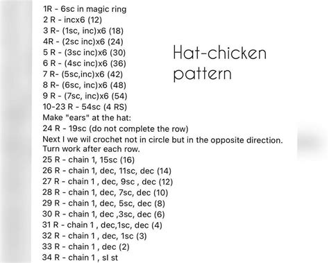 free hat-chicken pattern