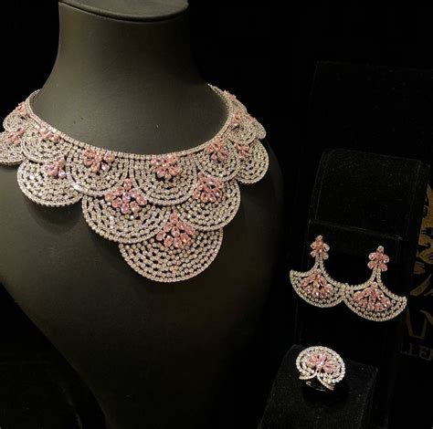 Pink stone diamond necklace