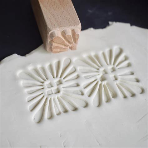 Hand Carved Wooden Stamps for Printing DIY Clay Pottery Printing Blocks Square Sunshine Flower ...