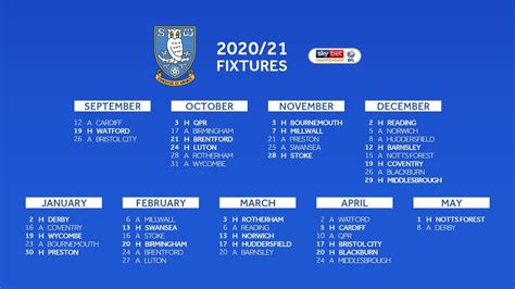 HERE ARE NEXT SEASON'S FIXTURES - Sheffield Wednesday Matchday ...