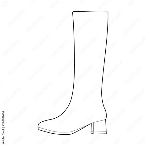 Long Boots Shoes Fashion flat technical drawing vector template Stock ...