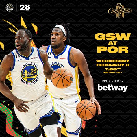 Golden State Warriors on Twitter: "Wednesday work. 🏀 GSW at POR 🕠 7pm PT 📺 @NBCSAuthentic 📻 ...