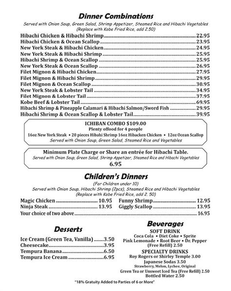 Hibachi Menu