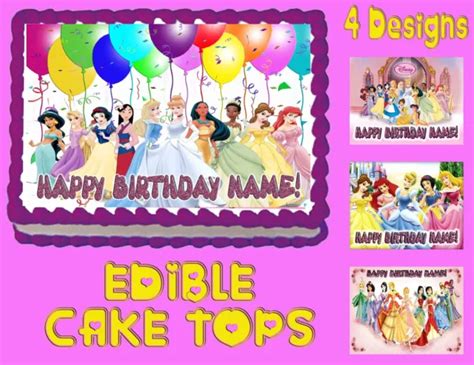 DISNEY PRINCESS CAKE topper Edible sugar picture Rapunzel Cinderella birthday £19.48 - PicClick UK