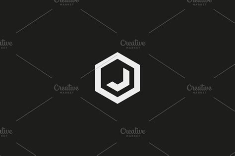 Abstract letter J vector logotype. Line hexagon creative simple logo design template. Universal ...