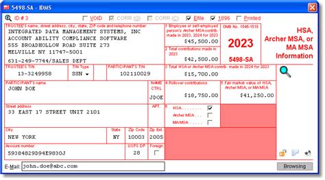 5498-SA Software to Create, Print & E-File IRS Form 5498-SA