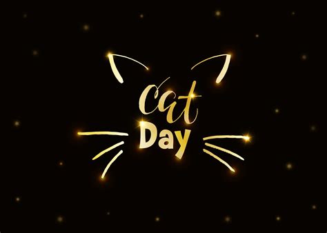 World Cat Day. International holiday. Vector illustration. Golden ...