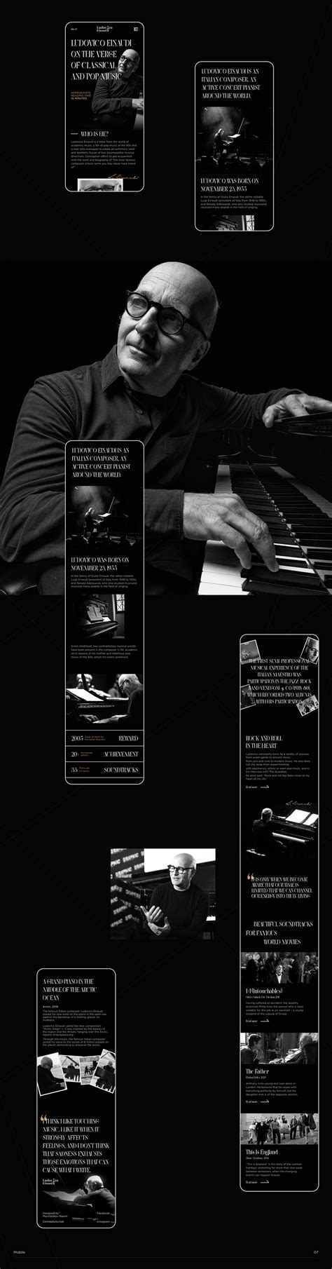 Biography of the composer Ludovico Einaudi on Behance