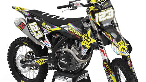 Custom dirt bike Graphics kit ROCKSTAR Limited Edition CA19G yellow ...