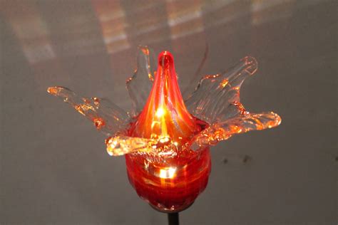 Solar Powered Garden Ornament Blown Glass Flower