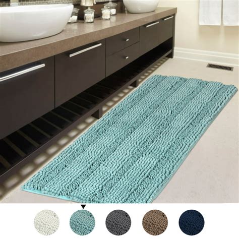 Slip-Resistant Washable Striped Large Shaggy Bath Mat Extra Soft and ...