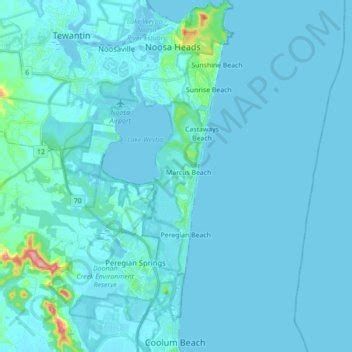 Noosa National Park topographic map, elevation, relief