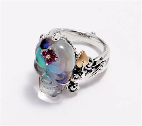 Barbara Bixby Sterling Silver 18K Gold Gemstone Skull Ring (QVC) Womens ...