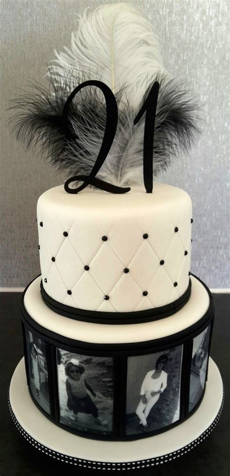 unique cake design ideas black and white photos theme | 21st birthday cake for girls, 21st ...