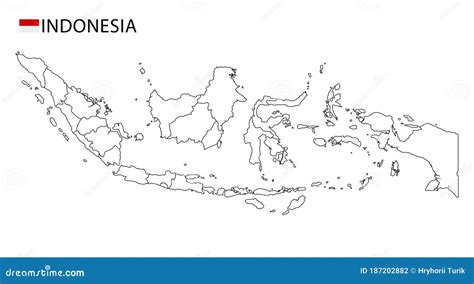 Indonesia Map, Black and White Detailed Outline Regions of the Country ...