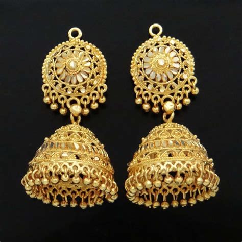 18k Gold Plated Jewelry Jhumka Earring Traditional Indian Jewelry Gold ...