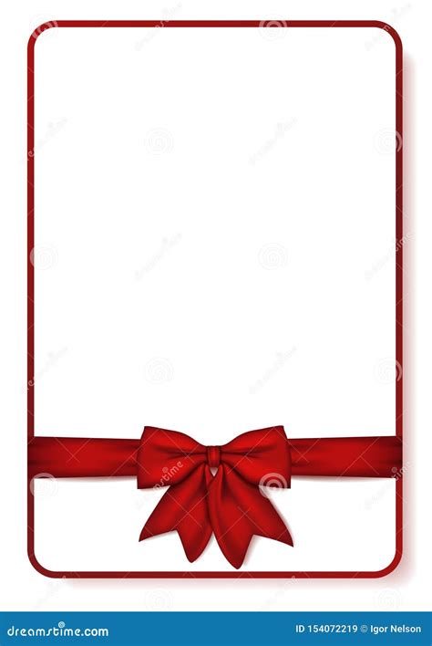 Blank Greeting Card with Red Bow and Ribbon. Invitation, Flyer or Brochure Template. Vector ...