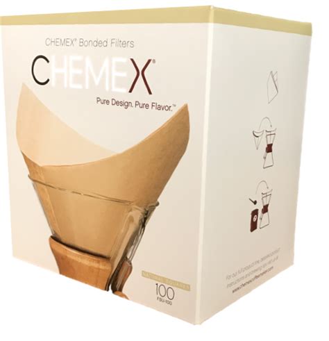 CHEMEX® Bonded Unbleached Pre-Folded Square Coffee Filters - 100 count ...