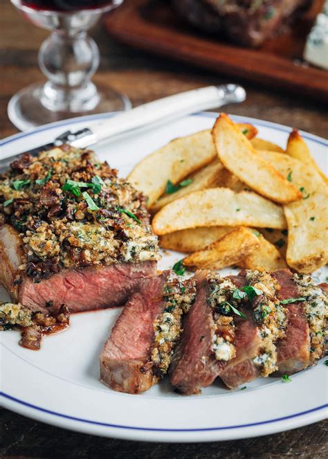 Blue Cheese Crusted Steak with Balsamic Shallots | Striped Spatula