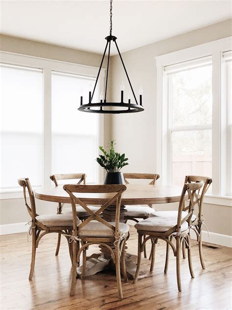 Restoration Hardware Inspired Round 60” Dining Table Modern Farmhouse Cross Back Chairs | Round ...