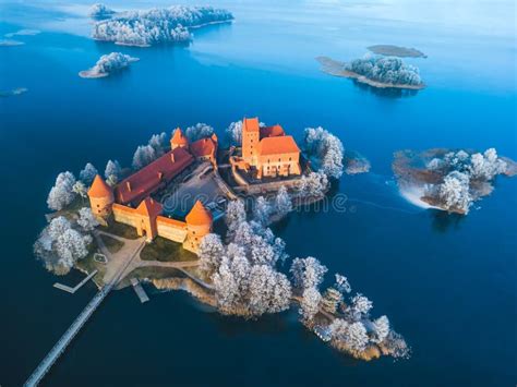 Above Trakai Castle at Winter, Aerial Stock Image - Image of baltic ...