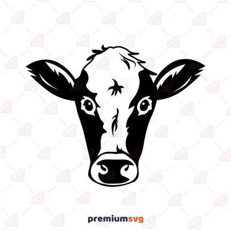 Cow Face SVG Cut File, Silhouette | PremiumSVG