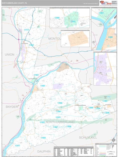 Northumberland County, PA Wall Map Premium Style by MarketMAPS - MapSales.com