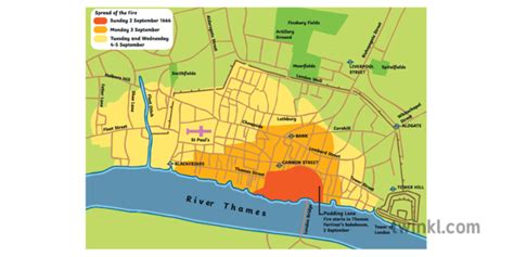 Great Fire of London Map Illustration - Twinkl