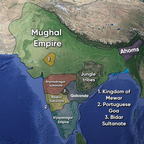 Mughal Empire and India in 1600 during the reign of Akbar the Great : r/MapPorn