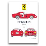 Poster FERRARI 250 GT - Dessins de voitures - QUIMPER CREATIONS