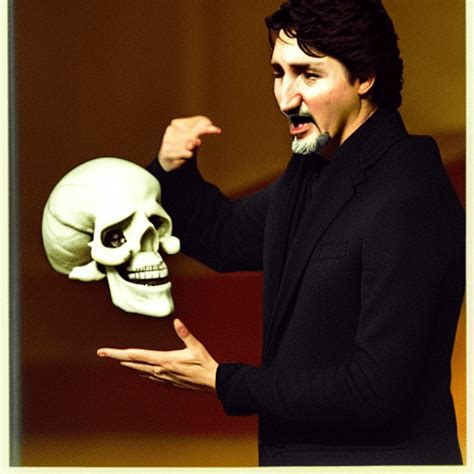 Justin Trudeau Acting out Hamlet Skull Scene · Creative Fabrica