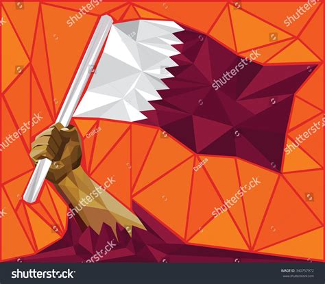 Raising Qatar Flag National Day Celebration Stock Vector (Royalty Free ...