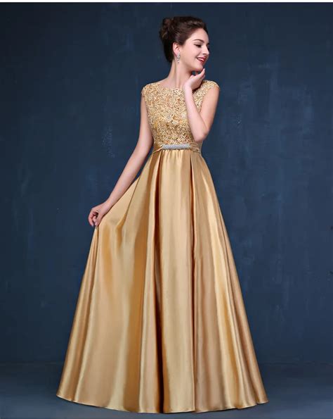 Sequin Long Gold Evening Dresses 2016 New Arrival Women elegant golden Formal Gowns dinner Dress ...