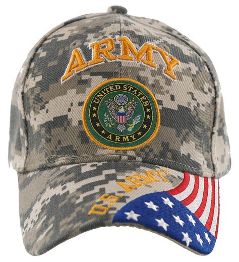 NEW! US ARMY ROUND SIDE USA FLAG BALL CAP HAT ACU CAMO - Men's Hats