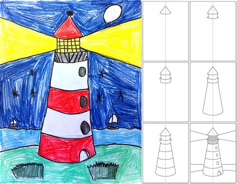 Art Projects for Kids: How to Draw a Lighthouse | Lighthouse art ...