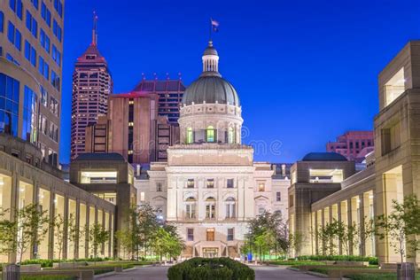 Indiana State Capitol Building Stock Photo - Image of lights, capital ...