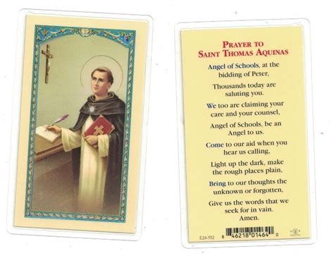 St. Thomas Aquinas Laminated Prayer Card (RR287)