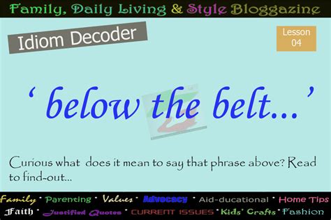 FDLS Online Magazine: Idiom Decoded: 'below the belt'