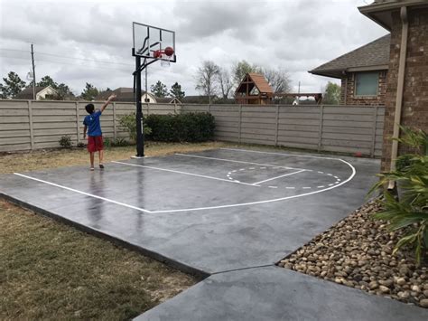 Concrete slab basketball court in 2020 | Basketball court backyard, Backyard basketball, Home ...