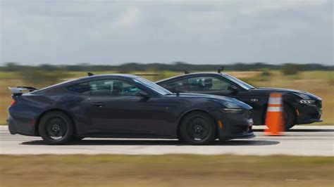 Watch 2024 Ford Mustang Dark Horse Drag Race GT In Family Showdown