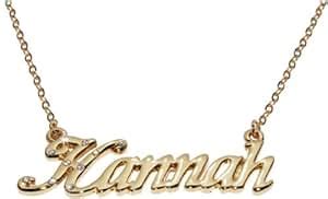 Amazon.com: Name Necklaces Hannah - Personalized Necklace Gold Plated 18K, Belcher Chain, 2mm ...